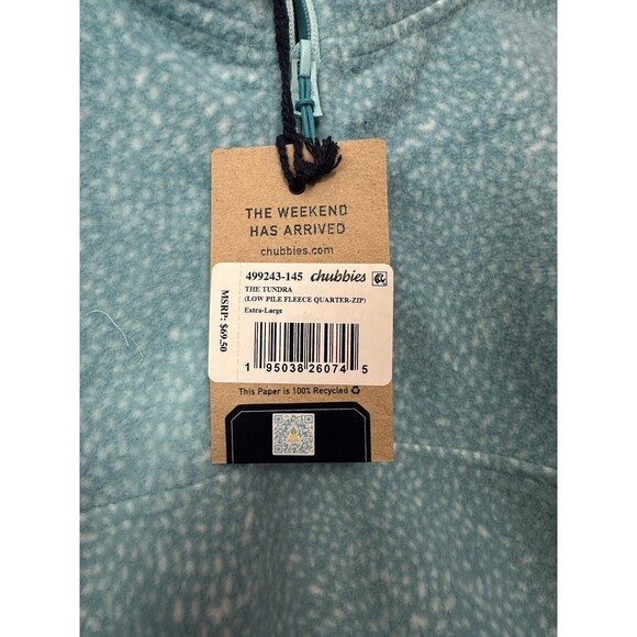 Size XL Chubbies The Tundra Quarter Zip Fleece Pullover Sweater Blue Mens NEW - Picture 3 of 3